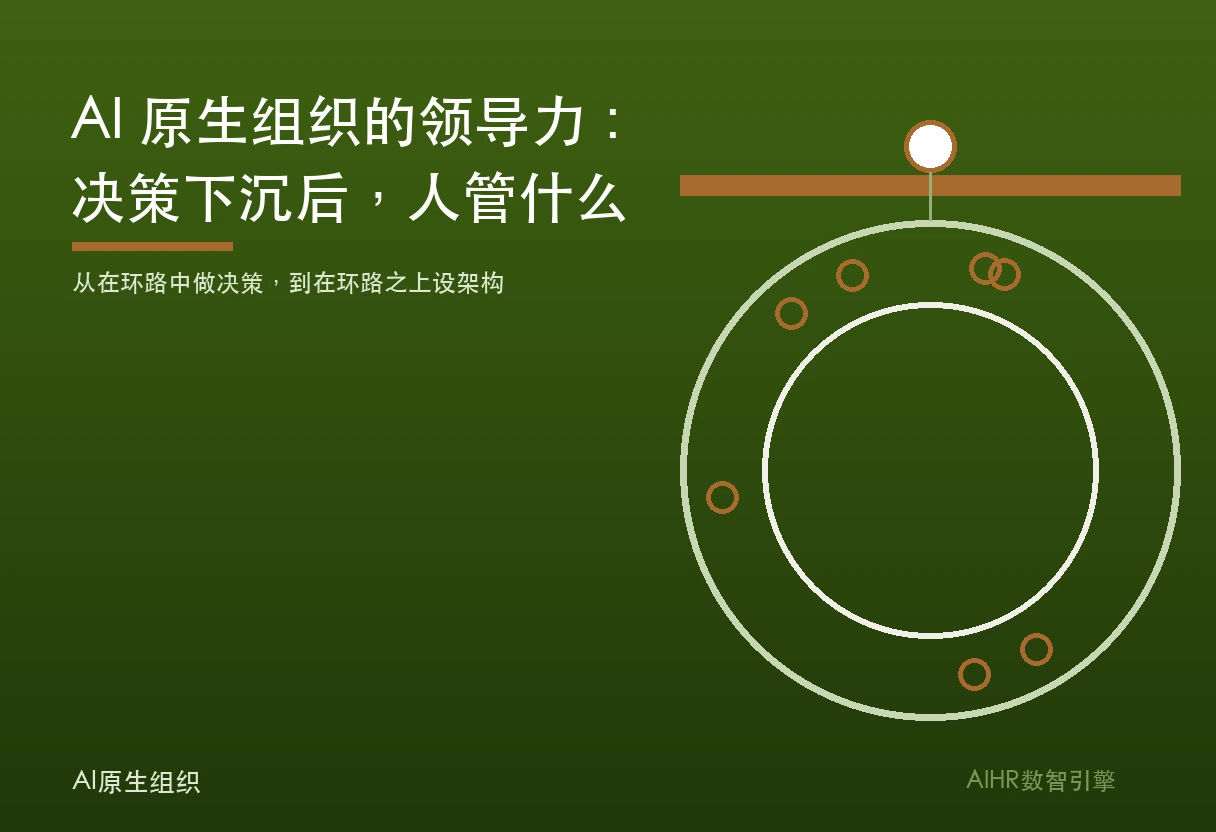 AI 原生组织领导力题图：决策权下沉后，领导者从拍板者变为设界者
